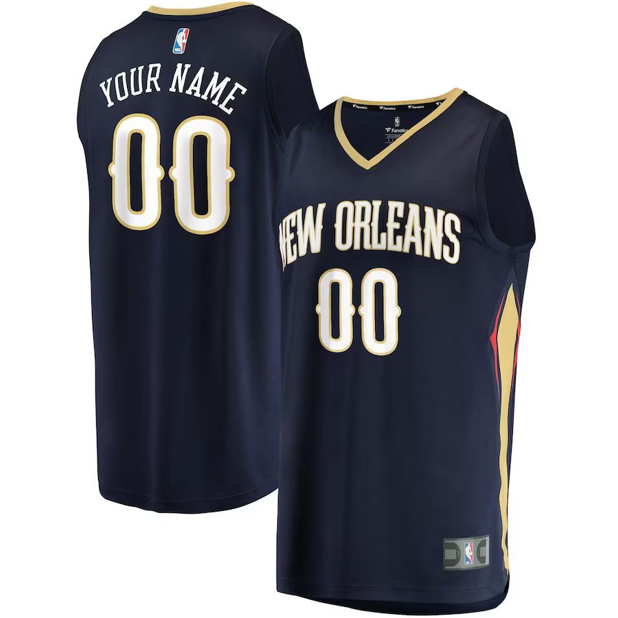 Men New Orleans Pelicans Fanatics Branded Navy Icon Edition Fast Break Custom Replica NBA Jersey->new orleans pelicans->NBA Jersey
